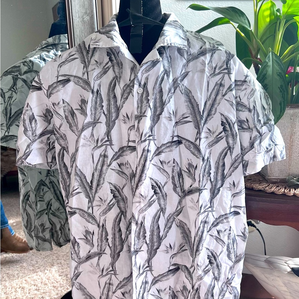 Express Linen Blend Camp Collar Button Up Size XL